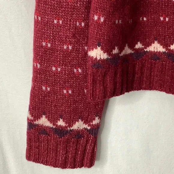 American Eagle Wool Blend Oversized Burgundy Fair Isle Sweater Size XL - Picture 7 of 12